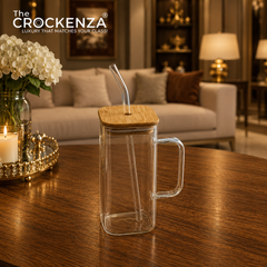 Luxury Glass Sipper with Bamboo Lid & Reusable Glass Straw