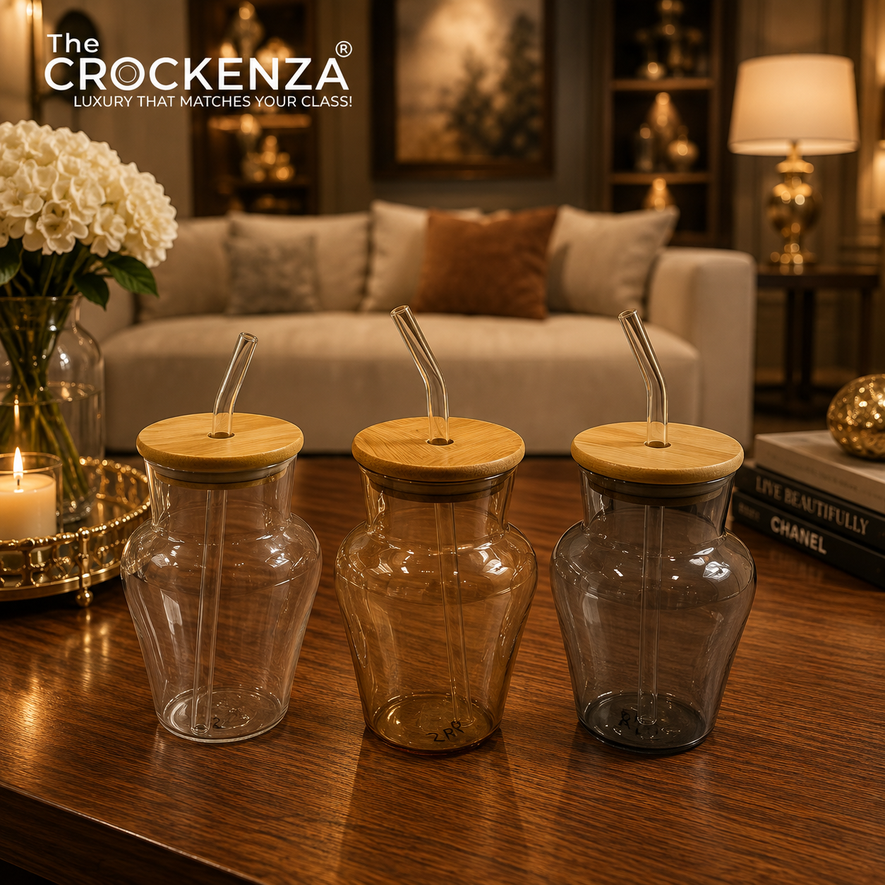 Luxury Glass Sipper with Bamboo Lid & Reusable Glass Straw