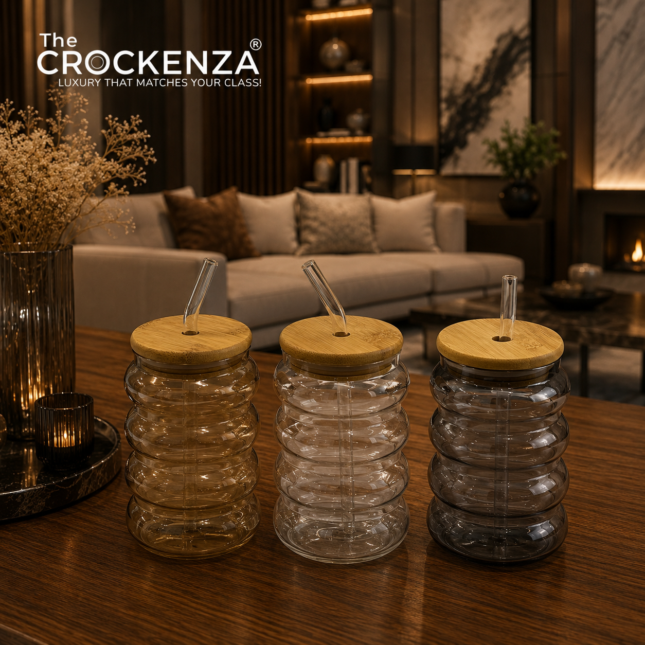 Luxury Glass Sipper with Bamboo Lid & Reusable Glass Straw