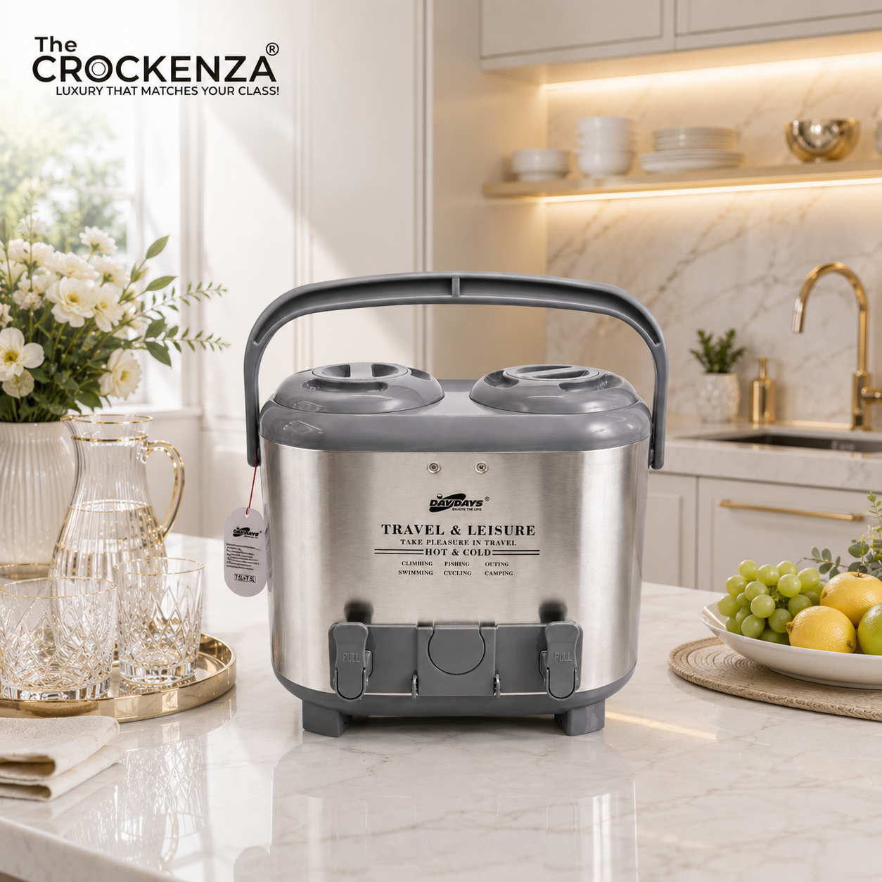 Days N Days 15L Dual Compartment Hot & Cold Insulated Water Cooler – 7.5L + 7.5L