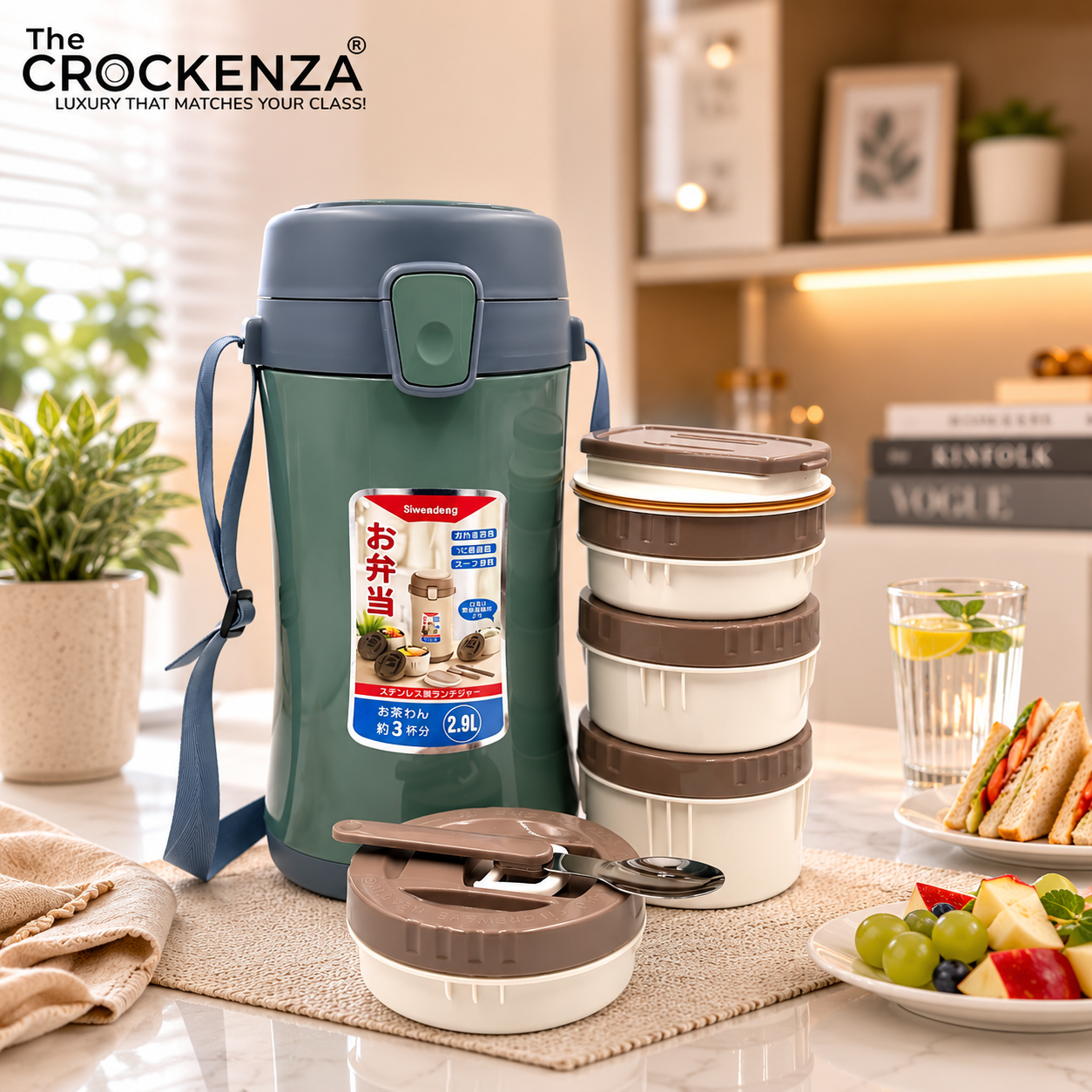 Premium 2.9L Insulated Lunch Box Set with 4 Food Containers & Carry Strap