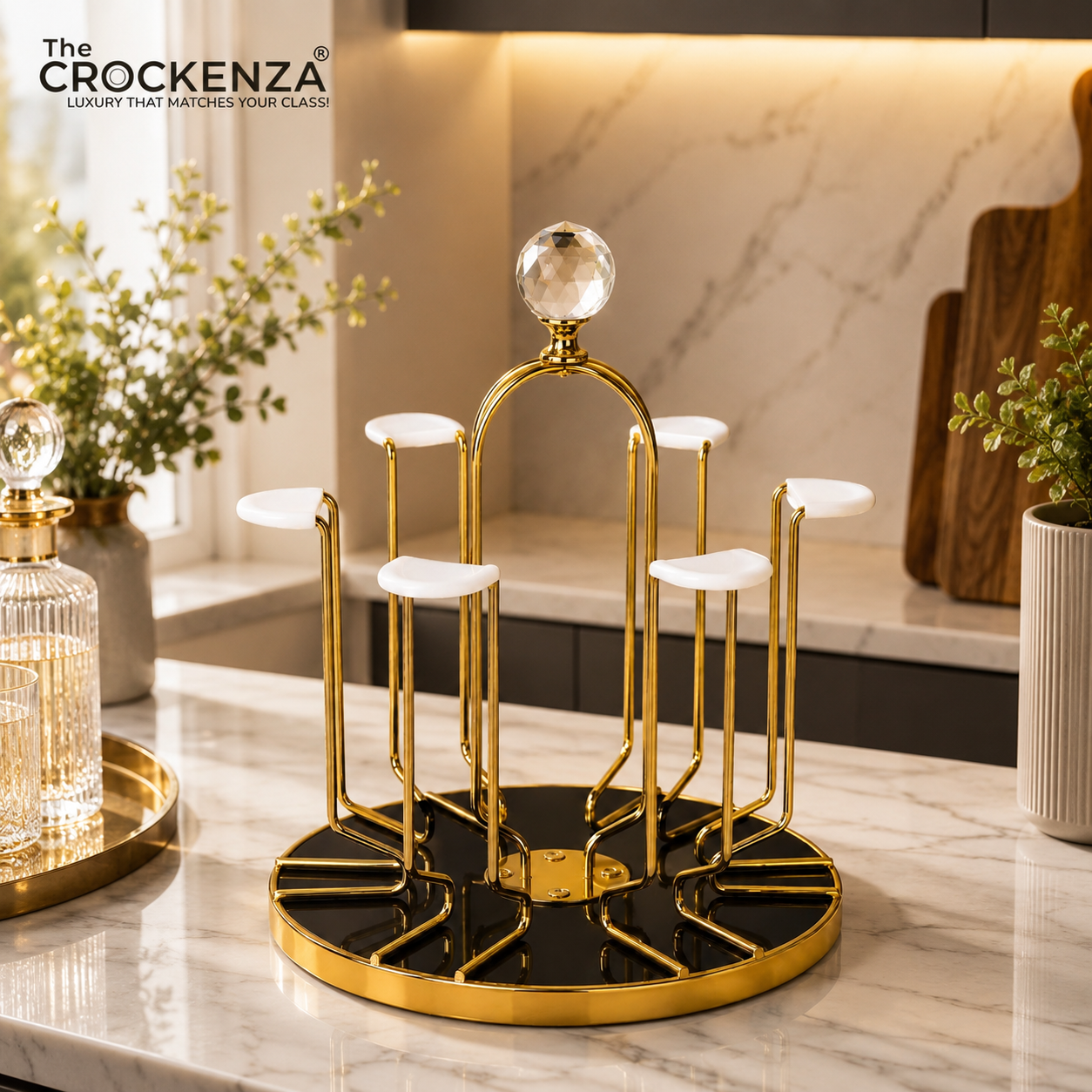 Elegant Gold Glass Stand – Perfect for Display & Serving