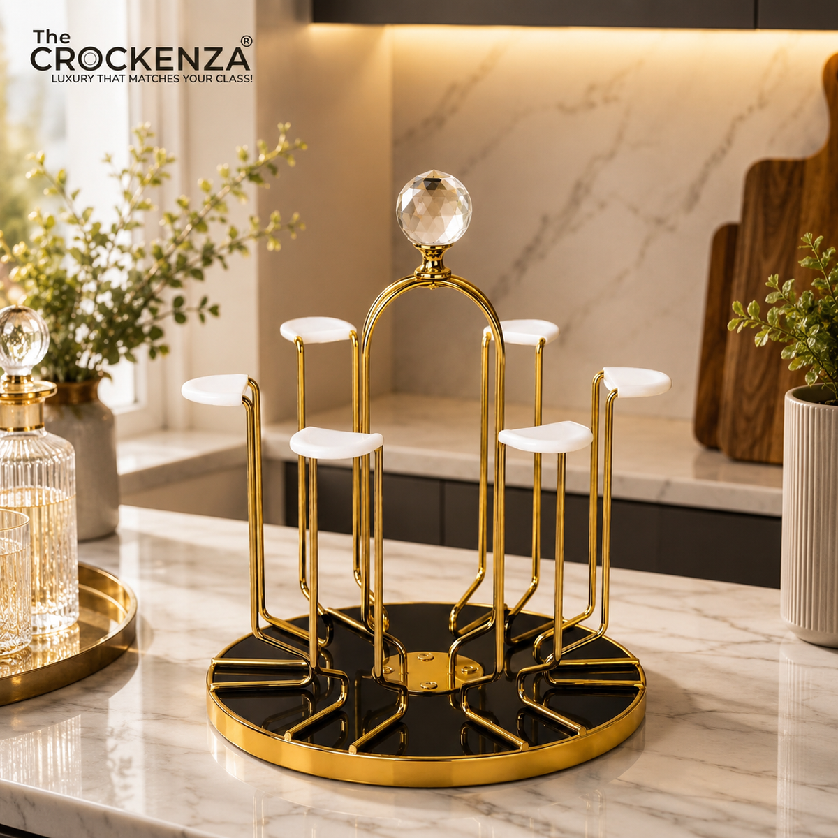 Elegant Gold Glass Stand – Perfect for Display & Serving