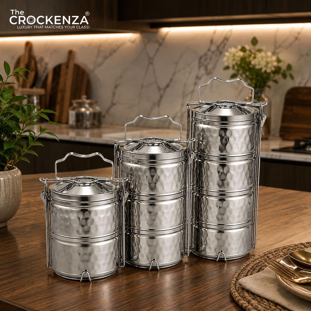 Premium Stainless Steel Multi-Tier Lunch Box / Tiffin Carrier – 2, 3 & 4 Layer