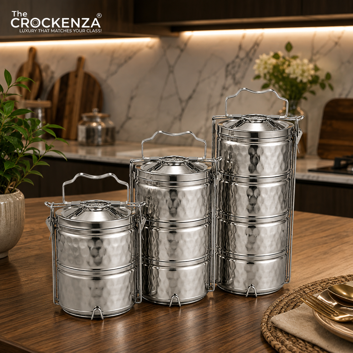 Premium Stainless Steel Multi-Tier Lunch Box / Tiffin Carrier – 2, 3 & 4 Layer