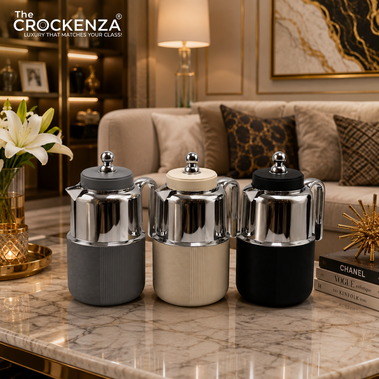 Luxury 1L Stainless Steel Insulated Thermos – Premium Hot & Cold Tea & Coffee Flask