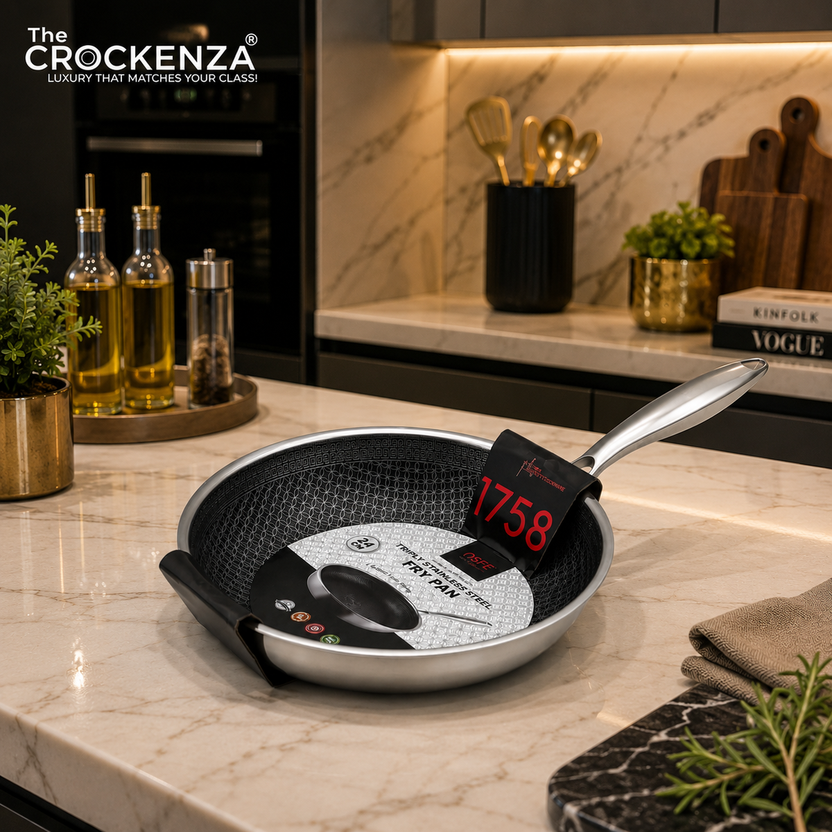 OSFE 24CM Tri-Ply Stainless Steel Fry Pan – Premium Non-Stick Cooking Pan