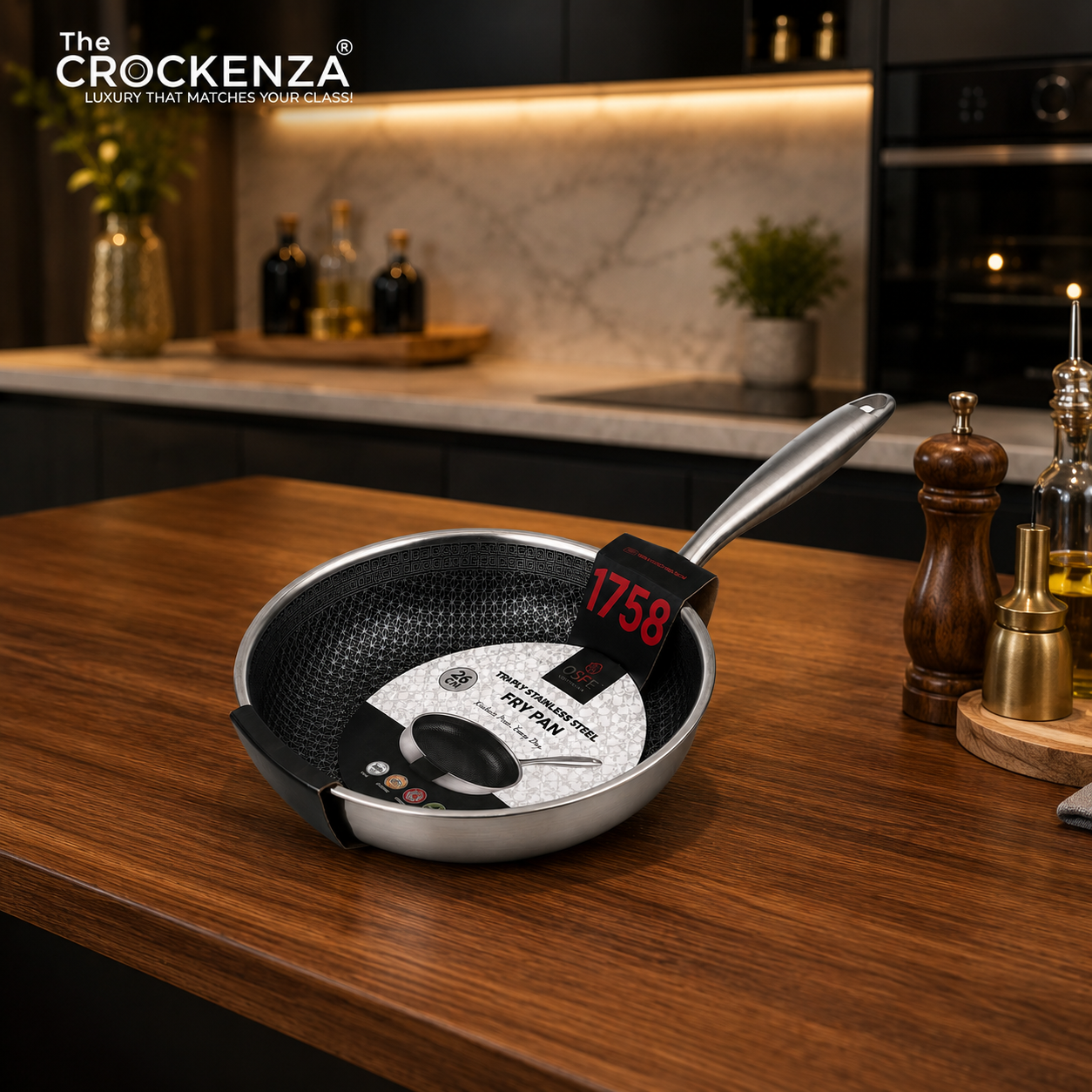 OSFE 26CM Tri-Ply Stainless Steel Fry Pan – Premium Non-Stick Patterned Frying Pan