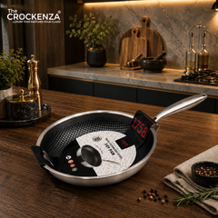 OSFE 30cm Tri-Ply Stainless Steel Fry Pan – Premium Patterned Cooking Pan