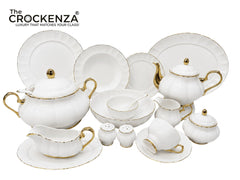 Premium Royal Albert inspired 75 Pcs Dinner Set - Plain White for 8 Person Serving