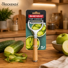 Premium Silver Vegetable Peeler with Wooden Handle – Stainless Steel Y-Peeler for Fruits & Vegetables