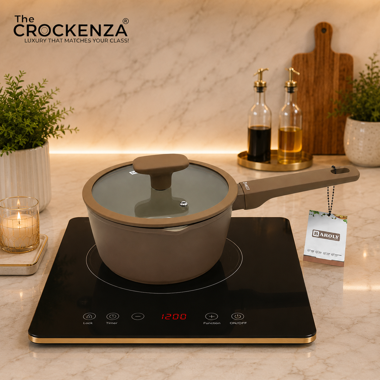 Baroly Luxury Non-Stick Sauce Pan with Glass Lid – 18CM | Induction Compatible