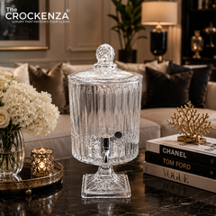 Luxury Crystal Glass Beverage Dispenser with Tap – 4.5L Diamond Cut Drink Dispenser