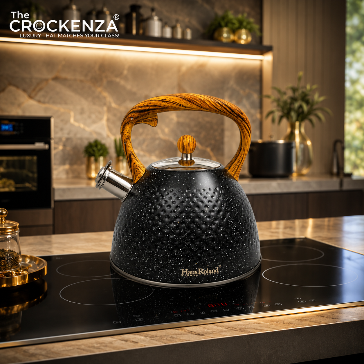 Luxury 3L Stainless Steel Whistling Tea Kettle | Wood-Grain Handle