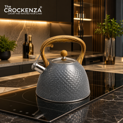 Luxury 3L Stainless Steel Whistling Tea Kettle | Wood-Grain Handle