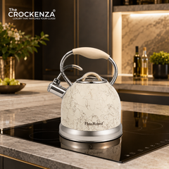 Luxury 3L Stainless Steel Whistling Tea Kettle | Wood-Grain Handle