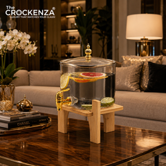 Luxury 3.2 Litres Dispenser with Wooden Stand & Golden Tap – Juice & Water Server