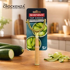 Premium Golden Vegetable Peeler with Wooden Handle – Stainless Steel Y-Peeler for Fruits & Vegetables