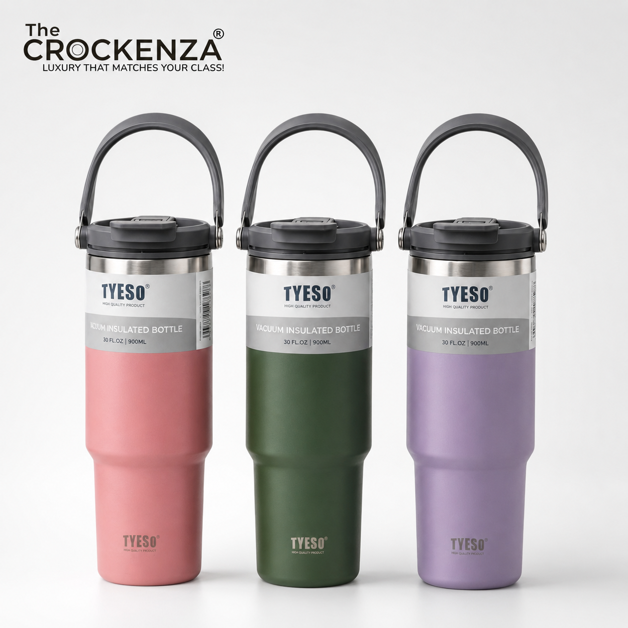 Tyeso "ROAM" Stainless Steel 900ML Travel Tumbler with 2-in-1 Flip Straw & Sip Lid - 30oz Capacity
