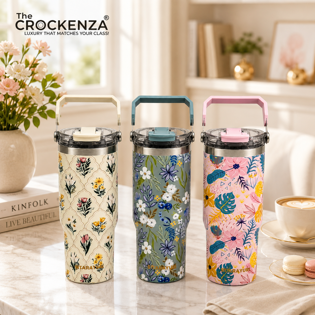 Luxury SITARAYURI 900ML Insulated Coffee Mug with Handle | Stainless Steel Vacuum Travel Tumbler