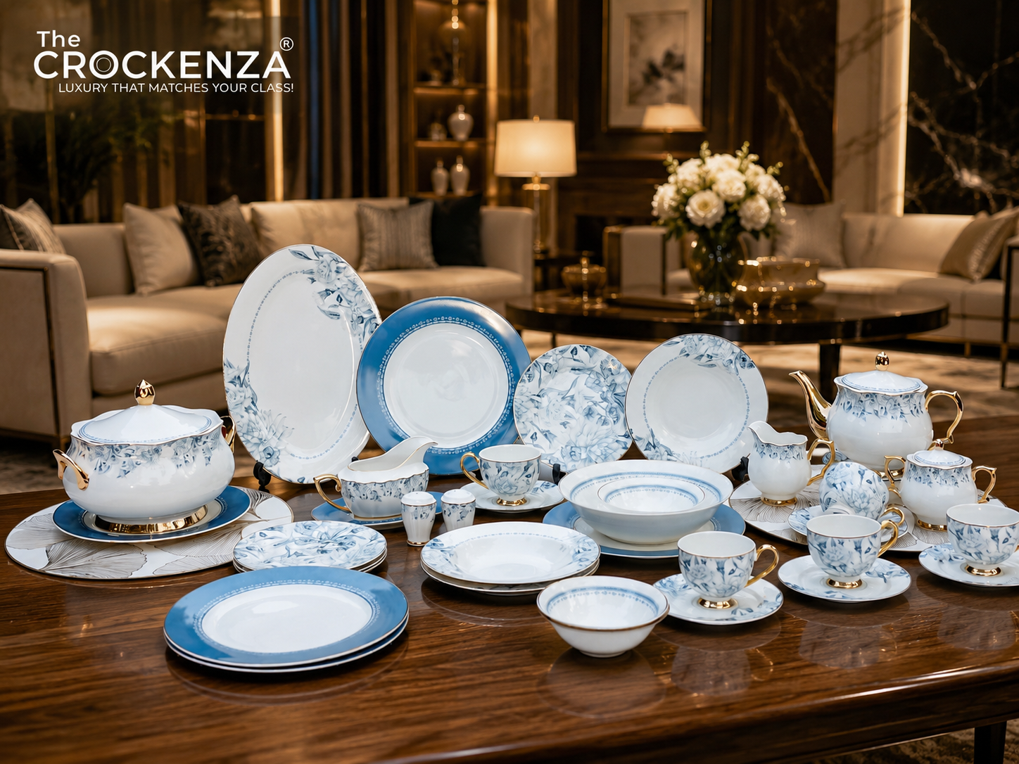 Johnson Bros Inspired Royal Floral Bone China Luxury Dinner Set | 65 & 89 Piece Gold-Gilded Collection