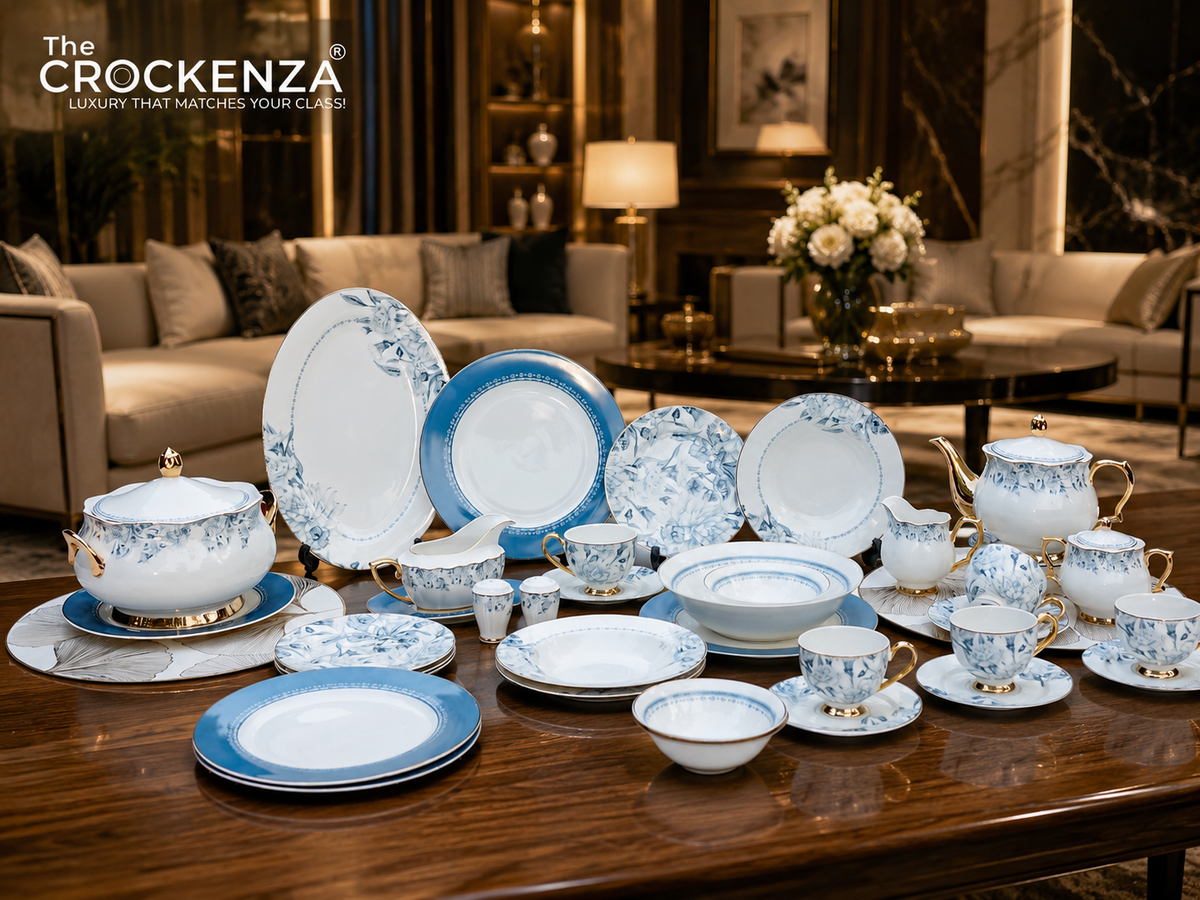 Johnson Bros Inspired Royal Floral Bone China Luxury Dinner Set | 65 & 89 Piece Gold-Gilded Collection