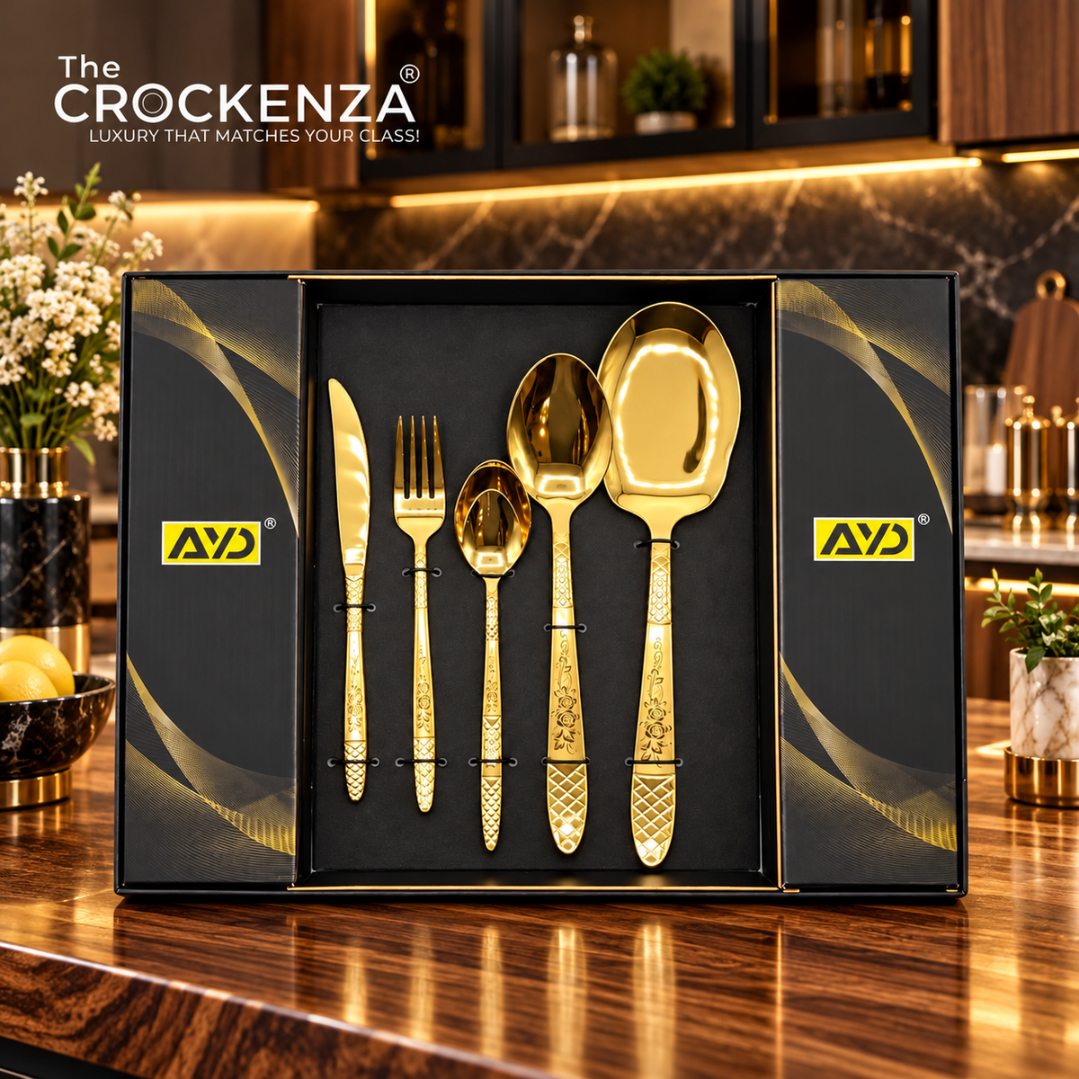 AYD 52-Piece Luxury Stainless Steel Cutlery Set – Gold