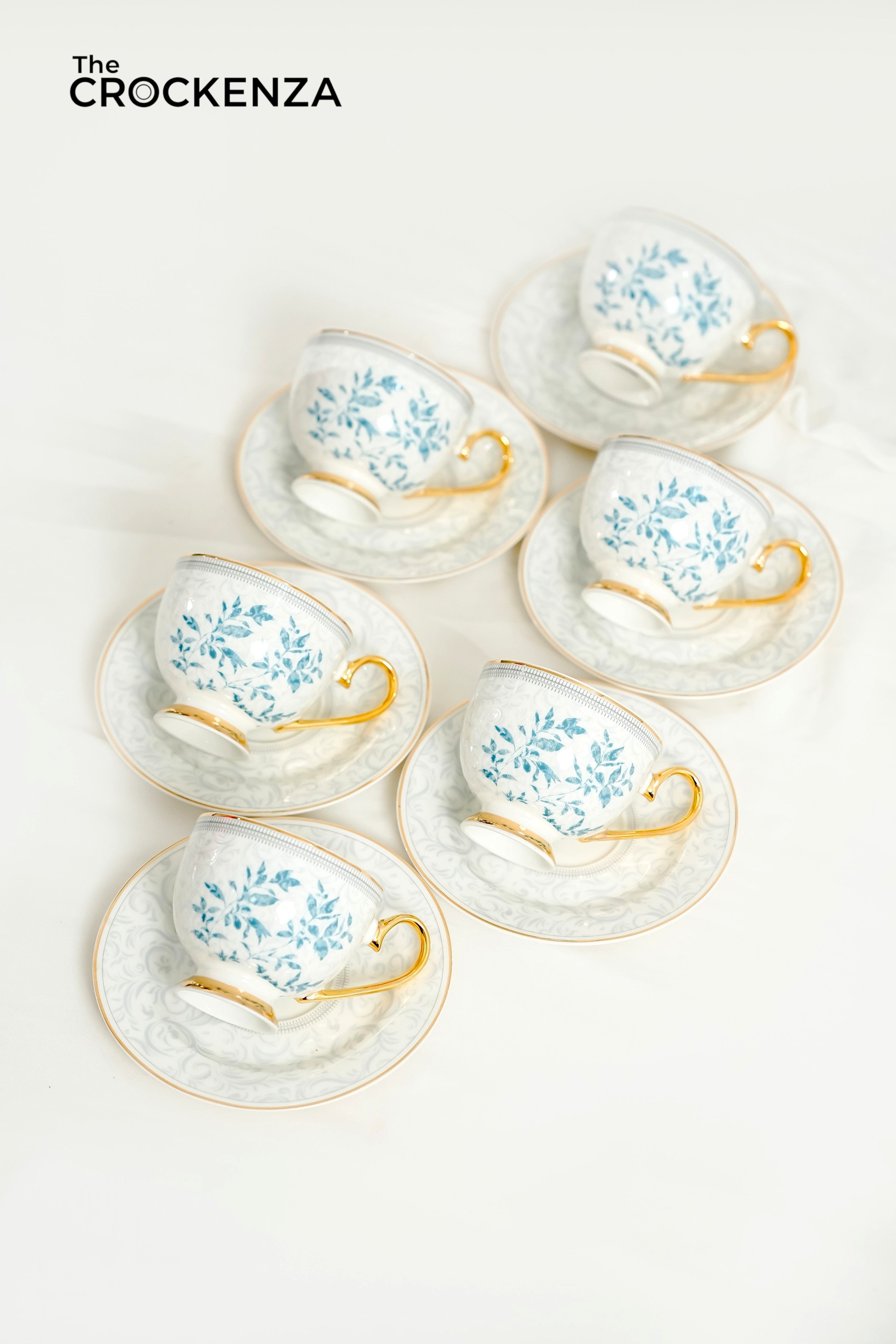 Johnson Bros Inspired 12-Piece Floral Cups & Saucers Set – Premium Floral Tea Set