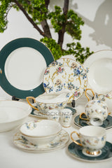 Johnson Bros Inspired Royal Floral Bone China Luxury Dinner Set | 65 & 89 Piece Gold-Gilded Collection