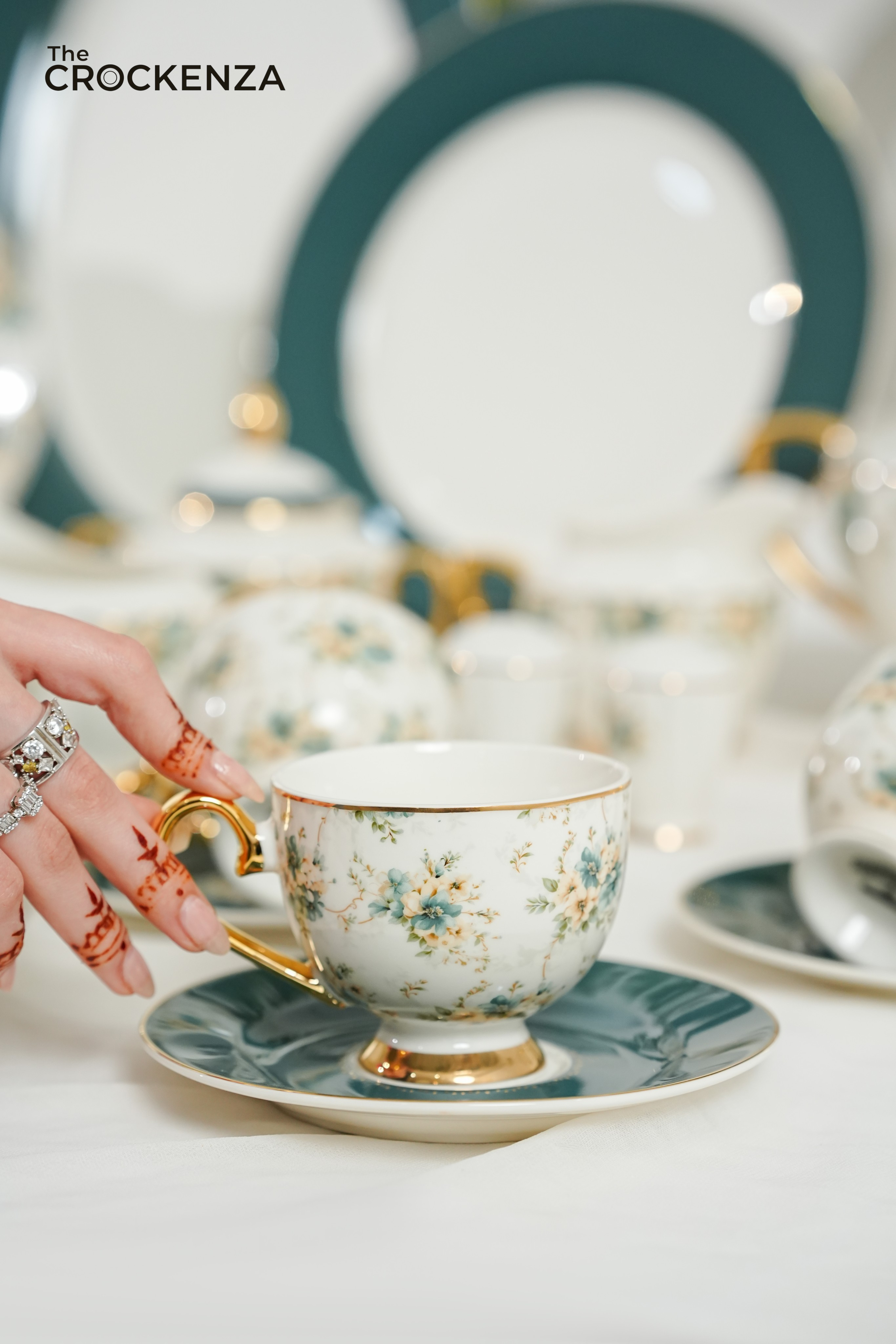 Johnson Bros Inspired 12-Piece Floral Cups & Saucers Set –Elegant for Home, Guests & Gifting