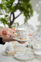 Johnson Bros Inspired 12-Piece Floral Cups & Saucers Set – Elegant Imported Cup & Saucers Set for Home & Gifting