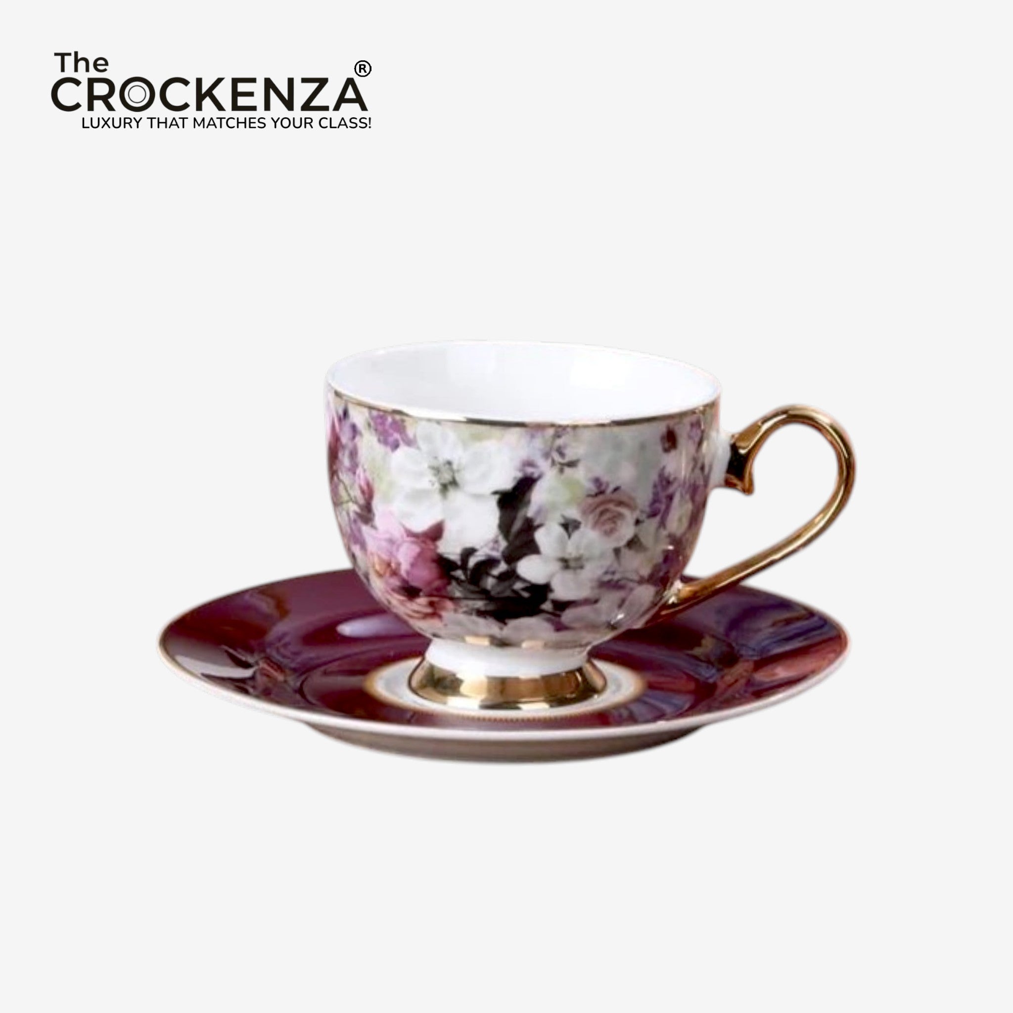 Victorian Flora Tea Cup & Saucer Set – Johnson Bros-Inspired Vintage Chintz with Gold Detailing