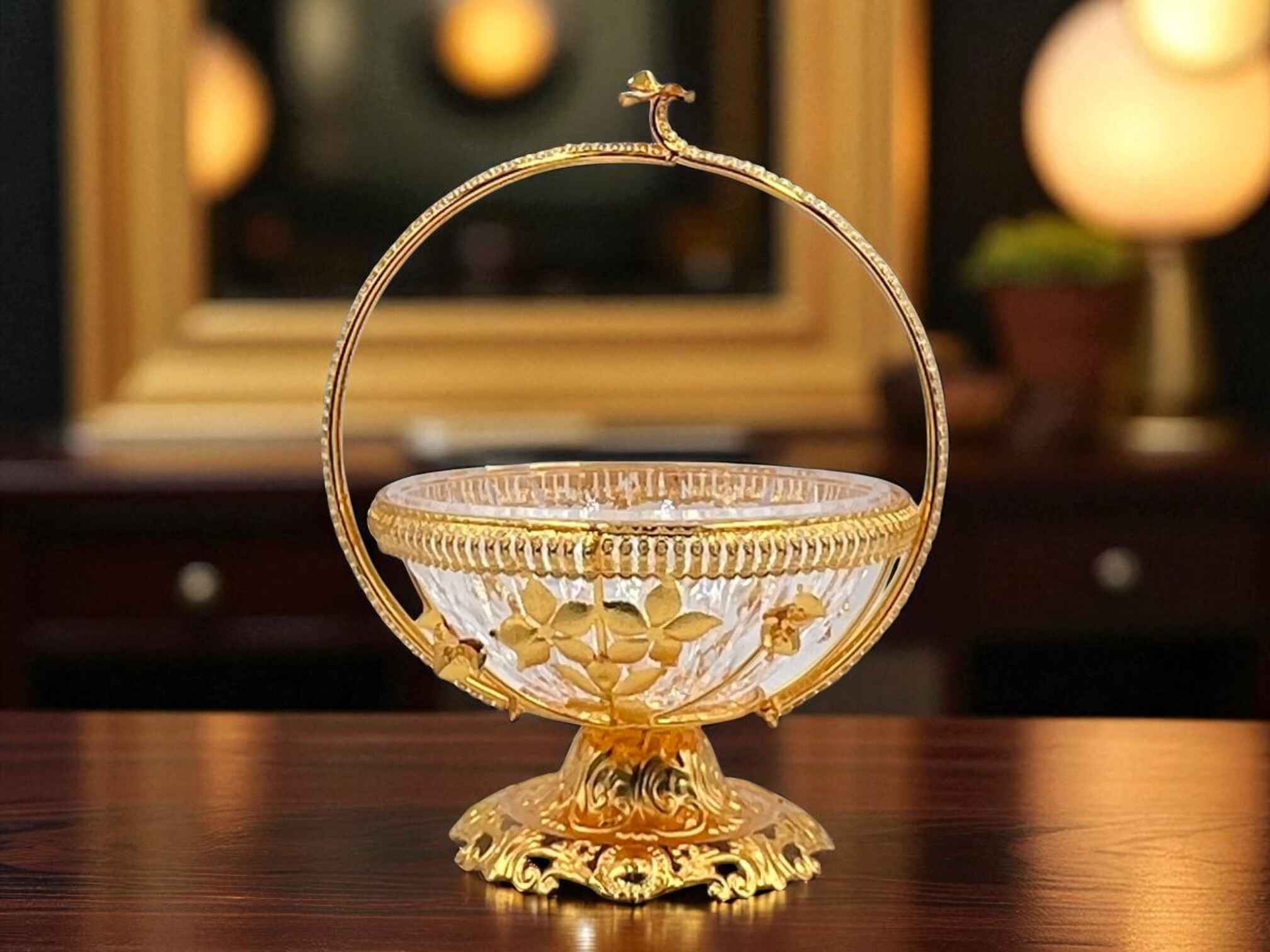 Premium Golden Fruit Basket – A Signature Piece of Royal Hospitality