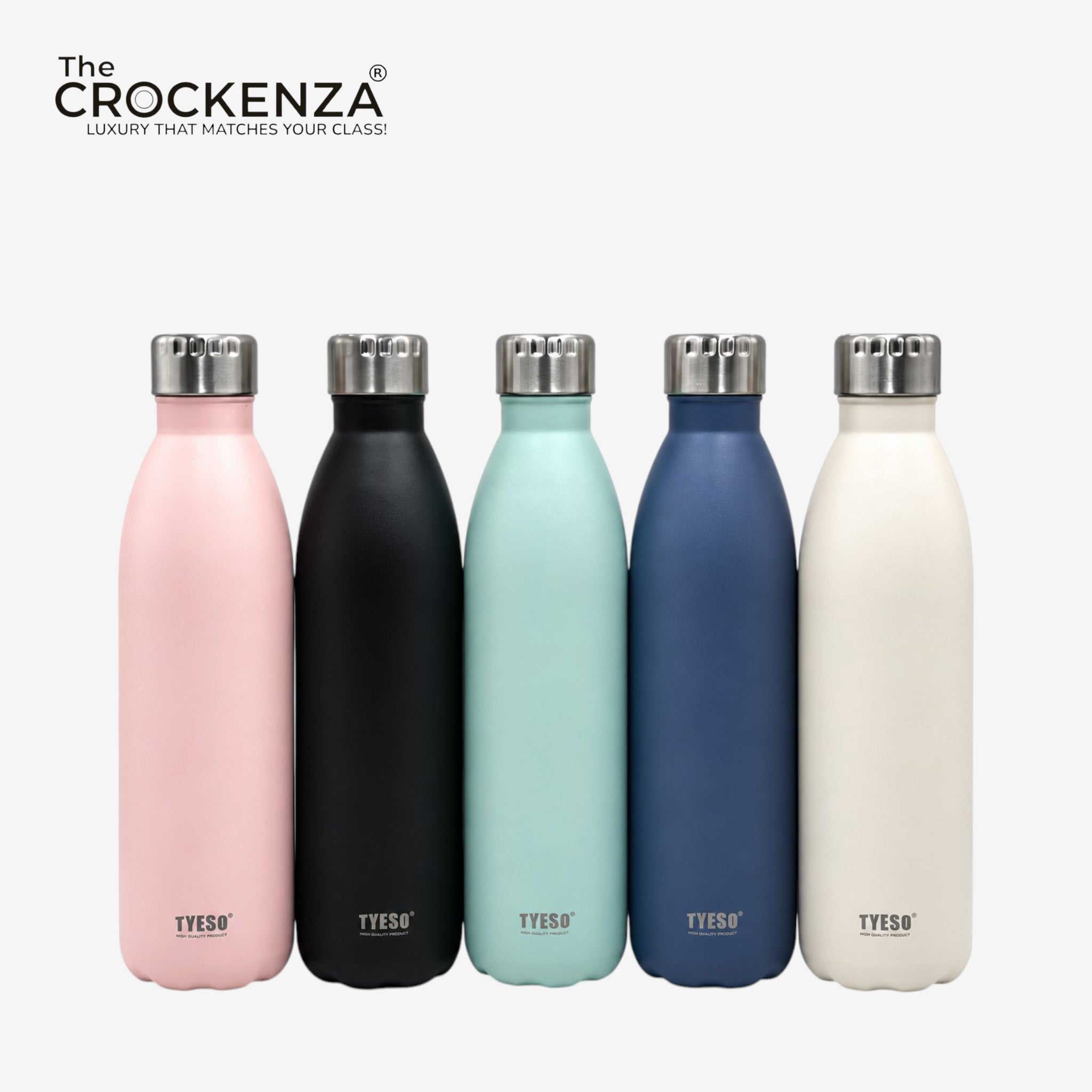 TYESO Stainless Steel Water Bottle with Stainless Steel Cap – Matte Finish