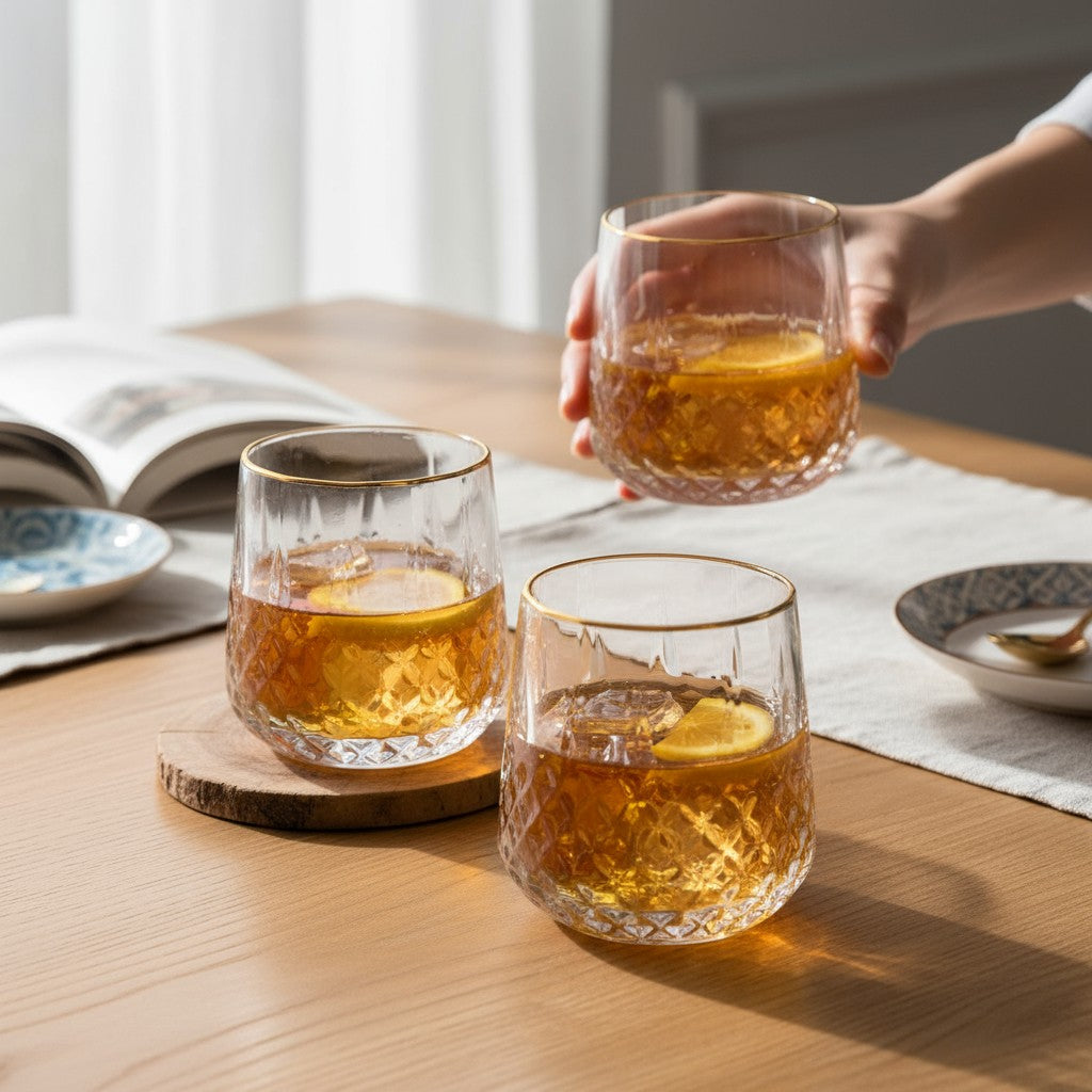 Sip in Style: Diamond Dazzle Gold-Rimmed Tumblers (The 'GS-08' Vibe!)