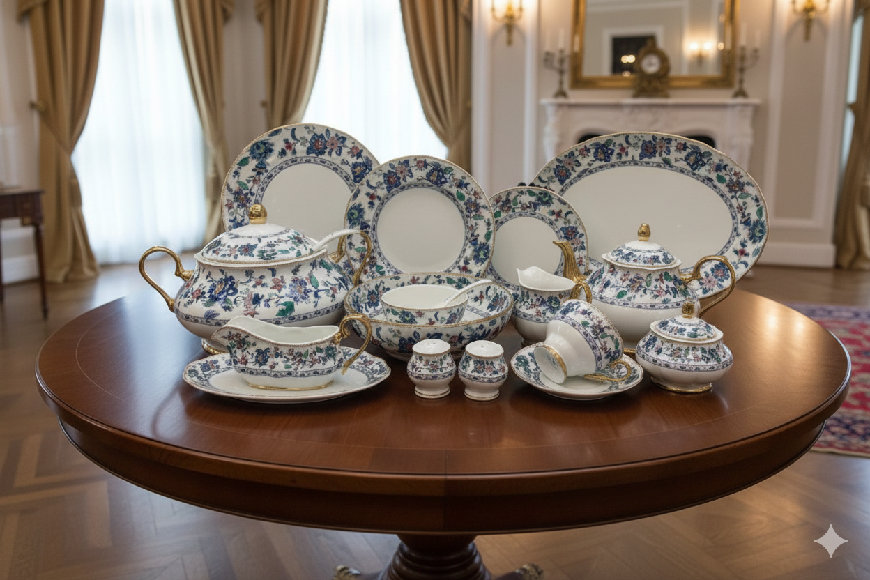 Premium Evergreen Royal Albert inspired 75 Pcs Dinner Set - Serves 8 Persons