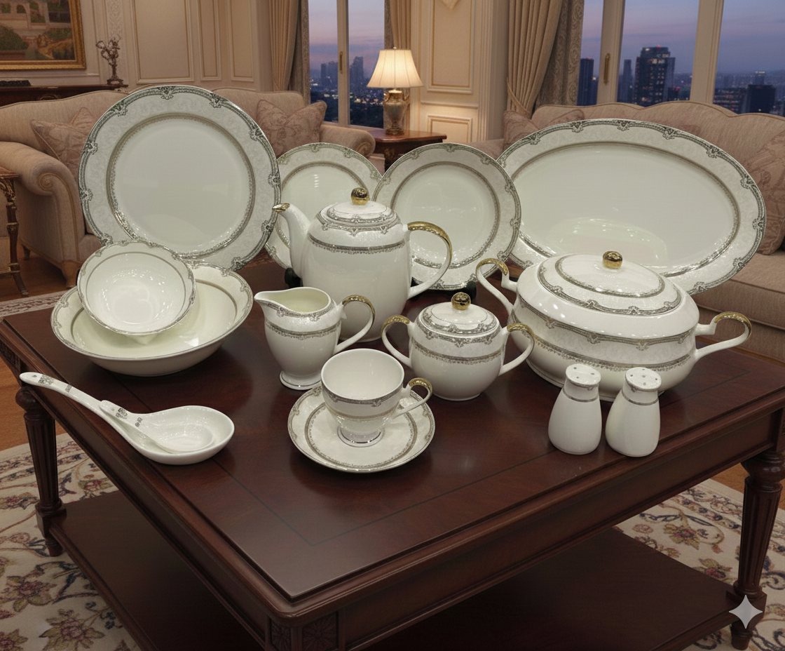 Deluxe Bone China Dinnerware Set (73 & 101 Pc) – The Premium Host Collection - JT-004