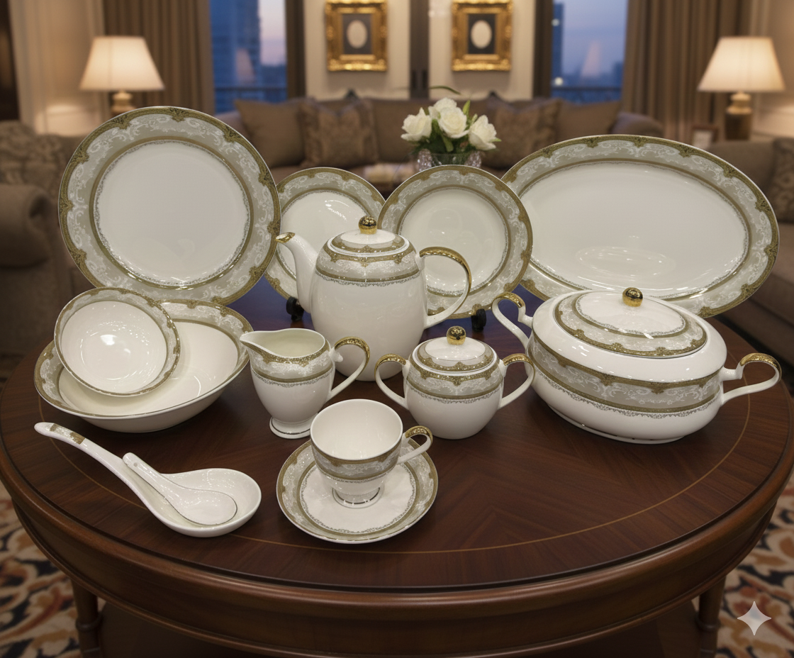 Deluxe Bone China Dinnerware Set (73 & 101 Pc) – The Premium Host Collection - JT-003