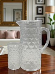Diamond-Cut Acrylic Water Set – Lightweight Pitcher with 6 Glasses | Shatterproof & Elegant Design