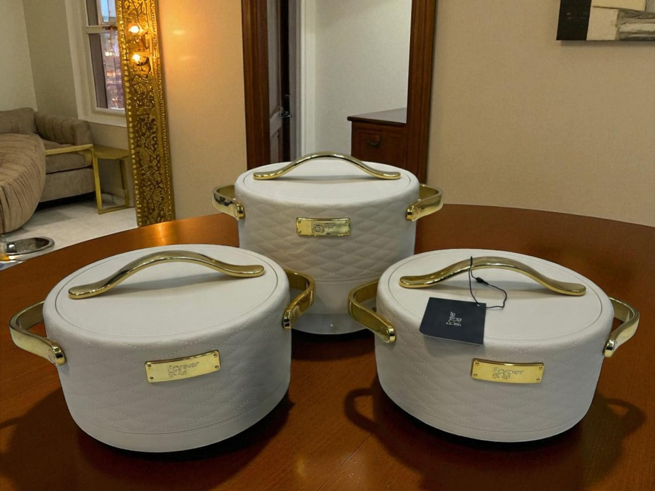 Forever Gold Imported Thermal Hotpot Set – Beige-coloured with Premium Gold Accents