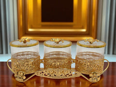 Elegant Gold Candy Jars (Set of 3) – Perfect for Gifting & Décor