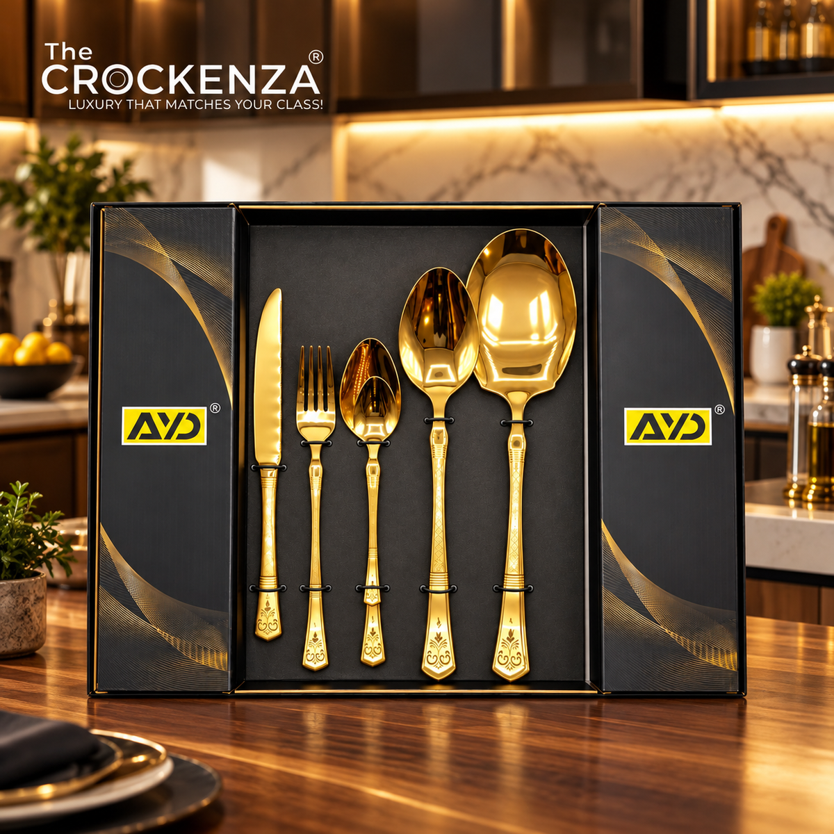 AYD 52-Piece Luxury Stainless Steel Cutlery Set – Gold