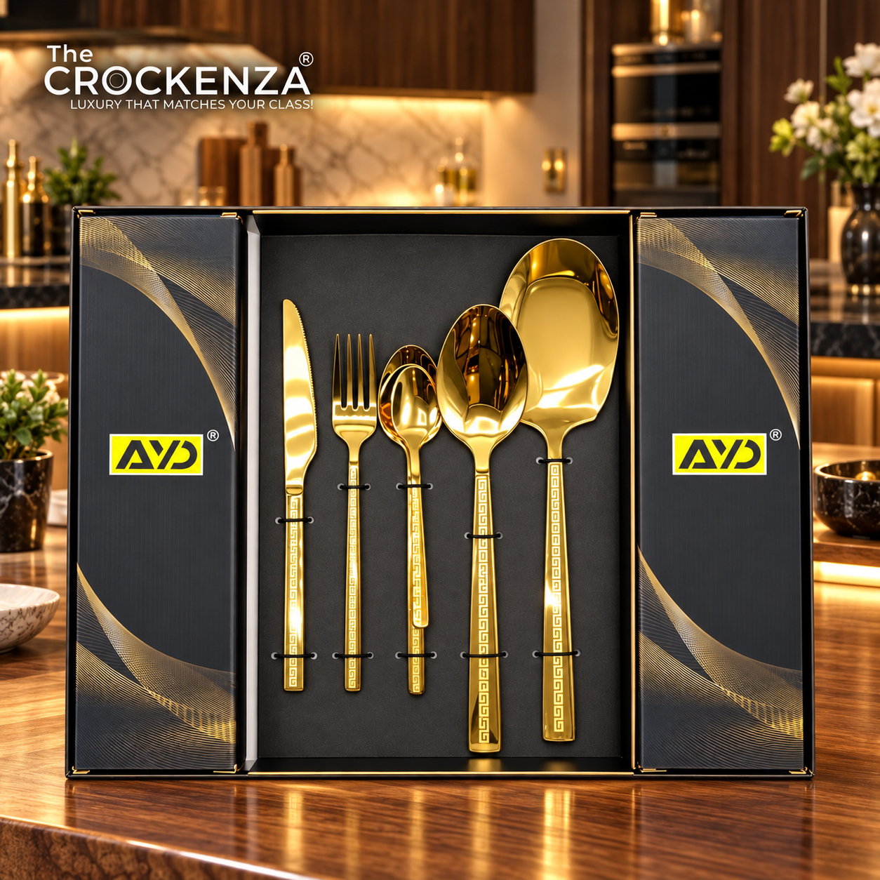 AYD 52-Piece Luxury Stainless Steel Cutlery Set – Gold