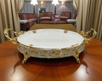 Luxury Golden Platter with Handles | Elegant Decorative Serving Tray