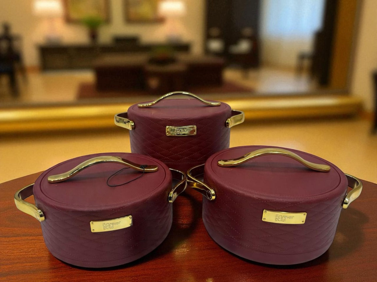 Forever Gold Imported Thermal Hotpot Set – Deep Maroon with Premium Gold Accents