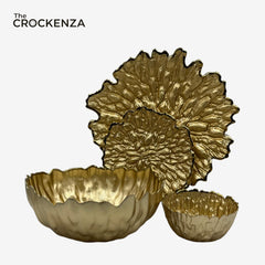14-Piece Imperial Gold Textured Fruit & Cake Serving Set | Luxury Decorative Glass Tableware