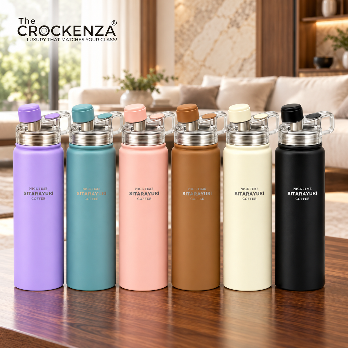 Sitarayuri 700ml Water Bottle with Carry Handle & Screw-Cap Lid