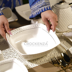 75-Piece Luxury Imperial Thailand inspired Porcelain Dinner Set – Ivory White Tableware with Gold Filigree Accent Handles