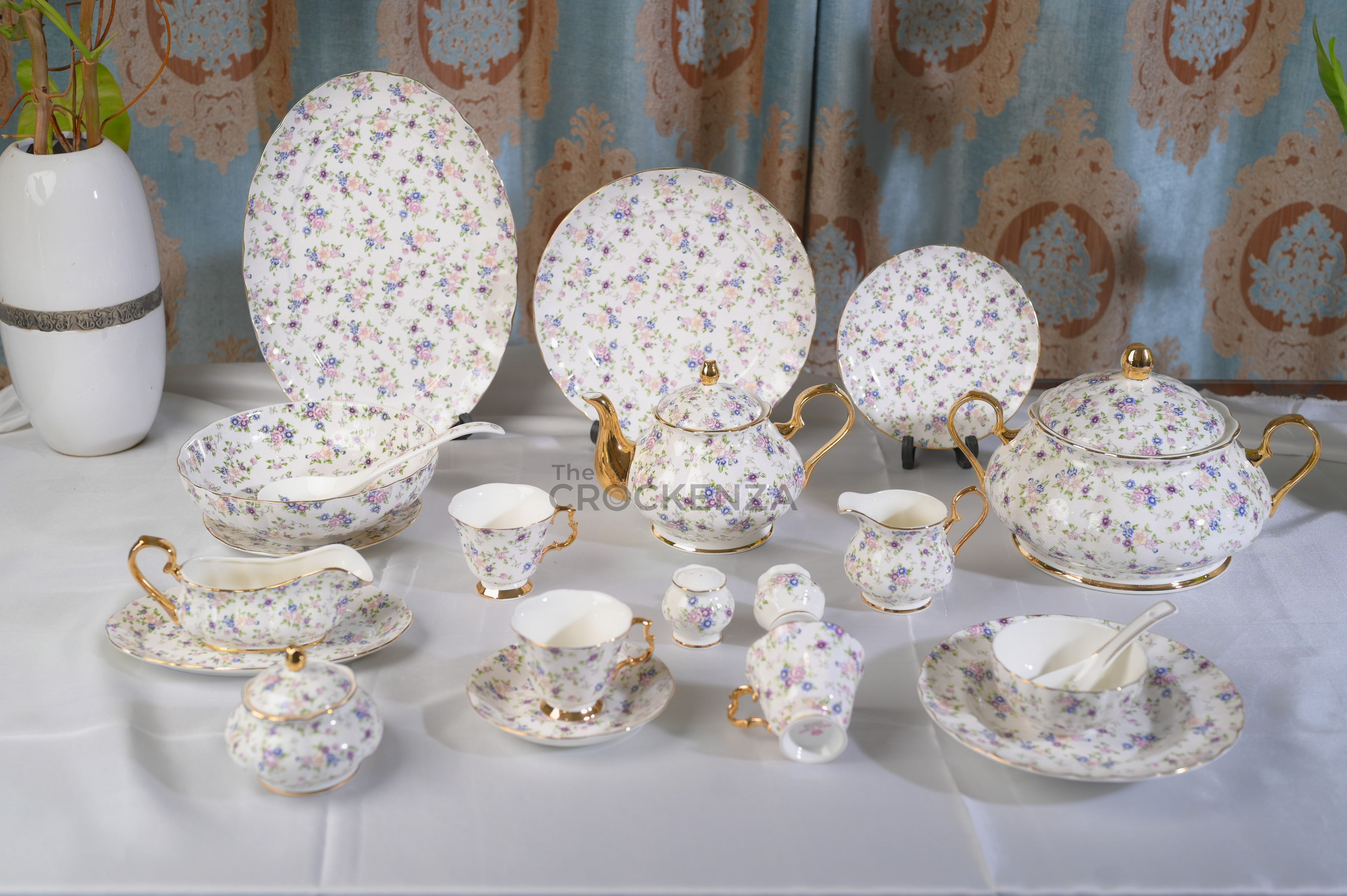 Imported Premium 75 Pcs Dinner Set for 8-persons Serving - Inspired by Royal Albert England