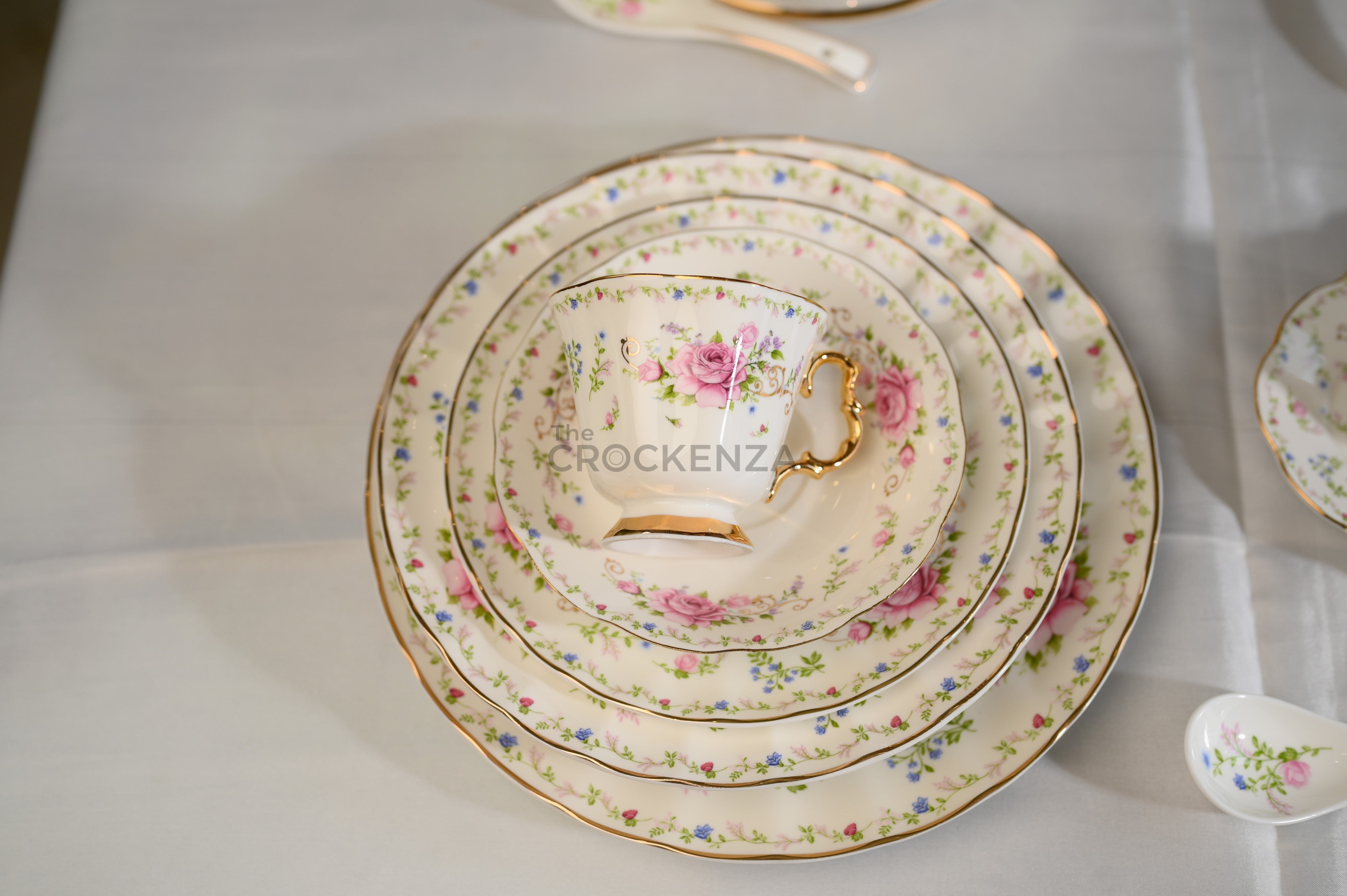 Imported Bone China Royal Albert style 75 Pcs Dinner Set - 8 Person Serving